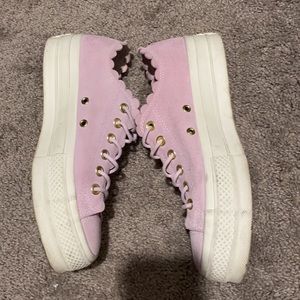 Purple platform converse with gold detail